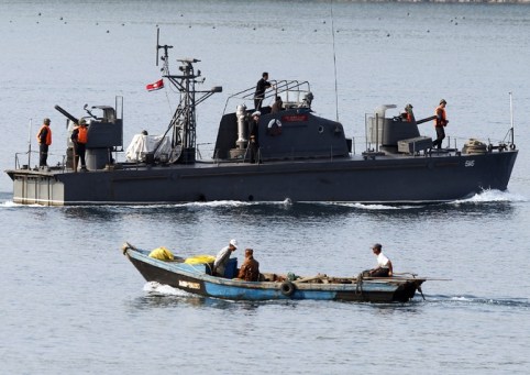 North Korean gunboat with gatling guns